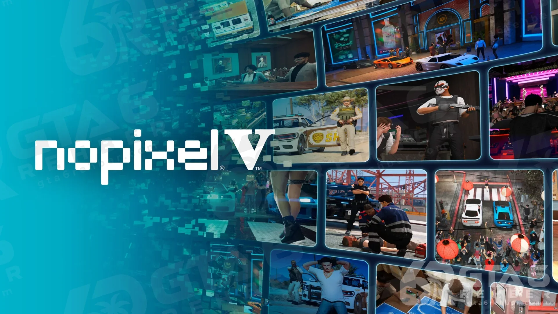 nopixel V afişi ve GTA Online RP deneyimlerinden sahneler